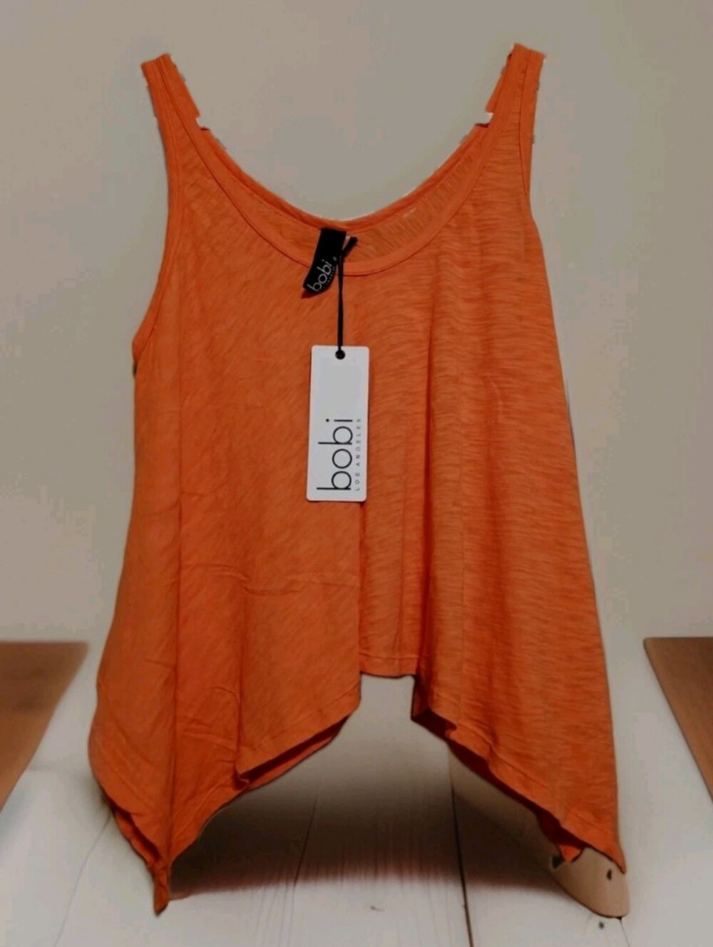 NWT bobi Los Angeles Slub Handkerchief Hem Tank Top Small Orange Boho 💥⭐🔥